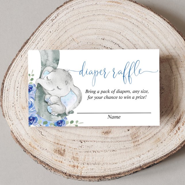 Elephant boy baby shower diaper raffle cards (Creator Uploaded)