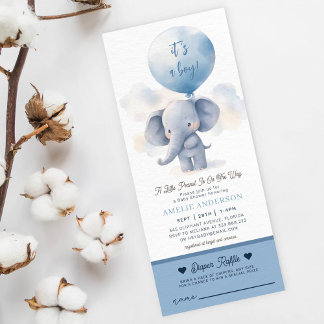 Elephant boy Baby Shower diaper raffle Invitation