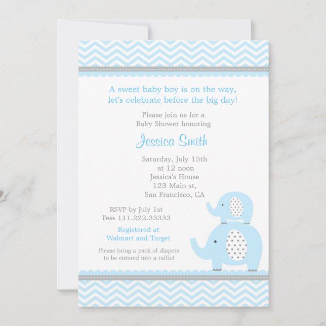 Elephant Boy Baby Shower Invitation (Front)