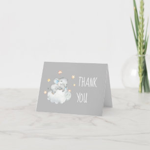 Elephant Boy Gray Baby Shower Thank You Card