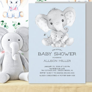 Elephant Boys baby Shower Invitation