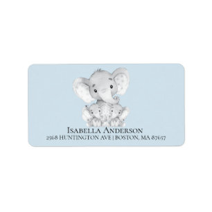 Elephant Boys Twins Baby shower Étiquette de adres