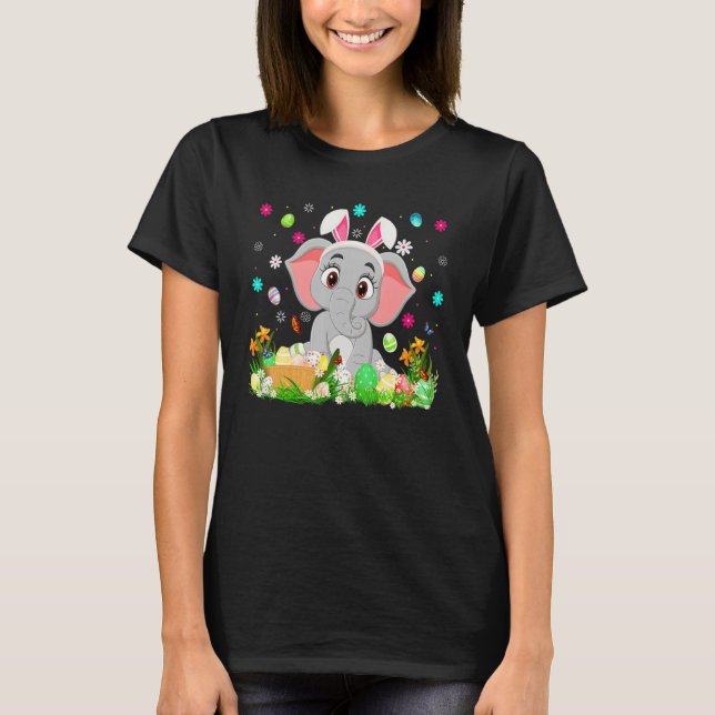 Elephant Bunny Easter Egg  Funny Elephant Easter S T-Shirt (Front)