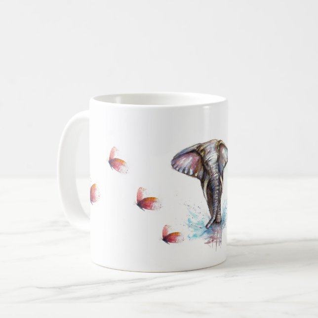 Elephant Butterflies Fantasy Coffee Mug (Front Left)