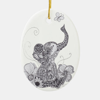 Elephant Butterfly Ceramic Ornament
