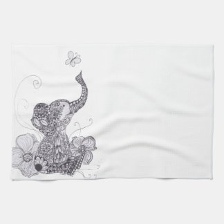 Elephant Butterfly Kitchen Towel