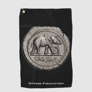 Elephant Caesar Roman Emperor Coin Round Golf Towel