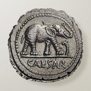 Elephant Caesar Roman Emperor Coin Round Pillow