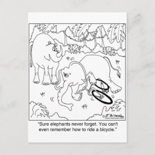 Elephant Can’t Remember How To Ride A Bike Postcard
