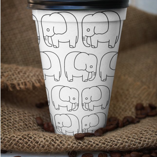 Elephant Cartoon Paper Cups (baby elephant drawing art kids,adult party stationery, birthday party use and throw paper cups)