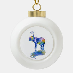 Elephant Ceramic Ball Christmas Ornament