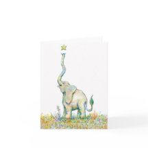 Éléphant chanceux - carte de note - 4" x 5,6"