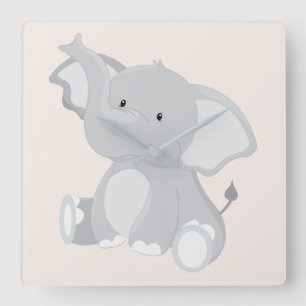 Elephant Charm Square Wall Clock