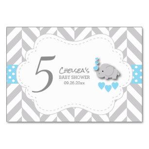 Eléphant Chevron bleu et gris - Carte table HZ