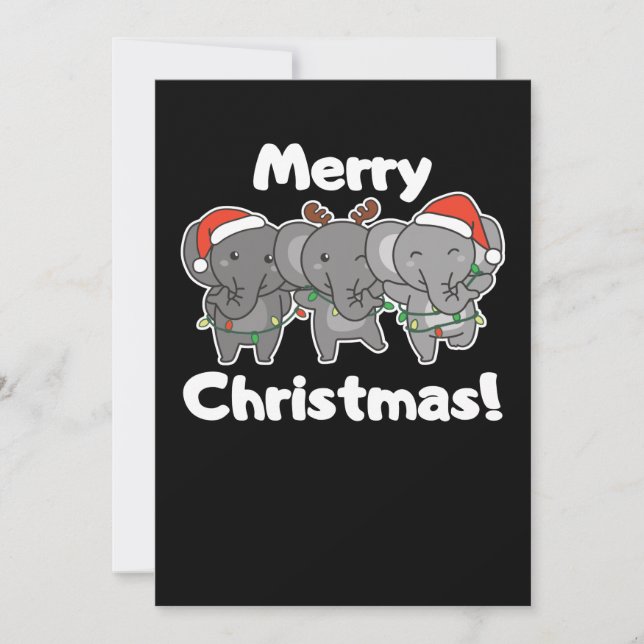 Elephant Christmas Animals Elephants Merry Holiday Card (Front)