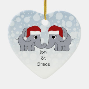 Elephant Christmas Ceramic Ornament