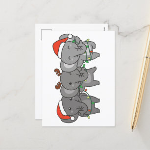 Elephant Christmas Christmas Animals Cute Holiday  Postcard