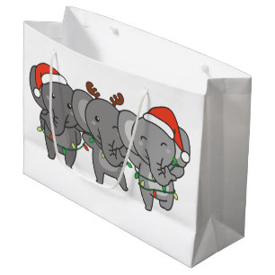 Elephant Christmas Christmas Animals Cute Large Gi Gift Bag