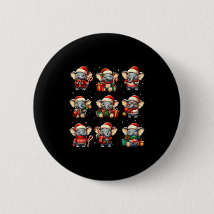 Elephant Christmas Funny Elephant Lover Pajama Men 2 Inch Round Button