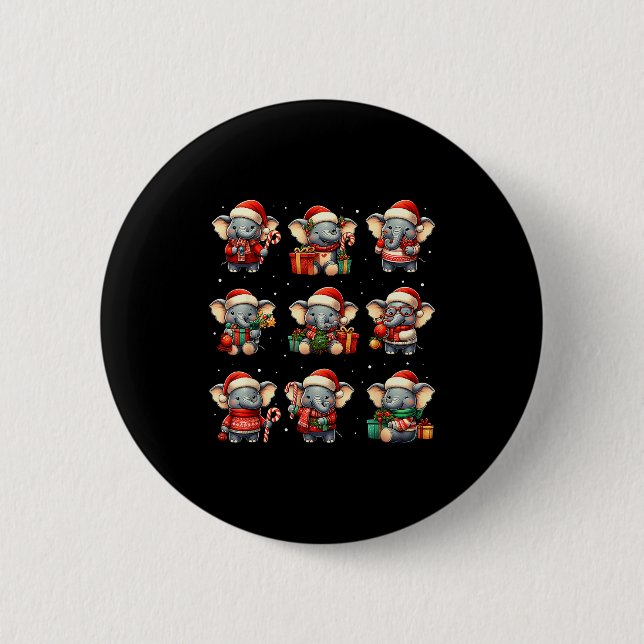Elephant Christmas Funny Elephant Lover Pajama Men 2 Inch Round Button (Front)
