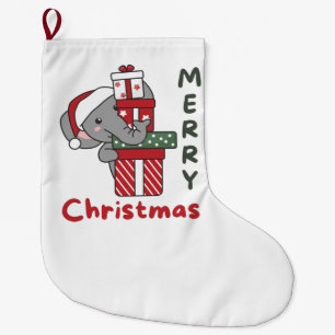 Elephant Christmas Gift Winter Animals Elephant Large Christmas Stocking