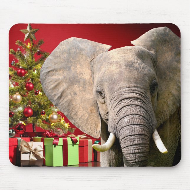 Elephant Christmas Greetings Mouse Pad (Front)