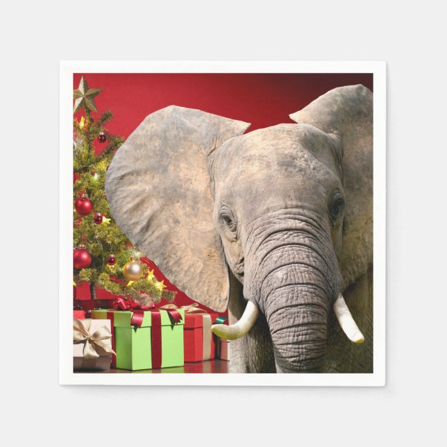 Elephant Christmas Greetings Napkin (Front)
