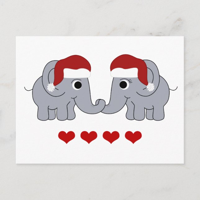 Elephant Christmas Holiday Postcard (Front)
