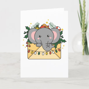 Elephant Christmas Letter Winter Animals Elephants Holiday Card