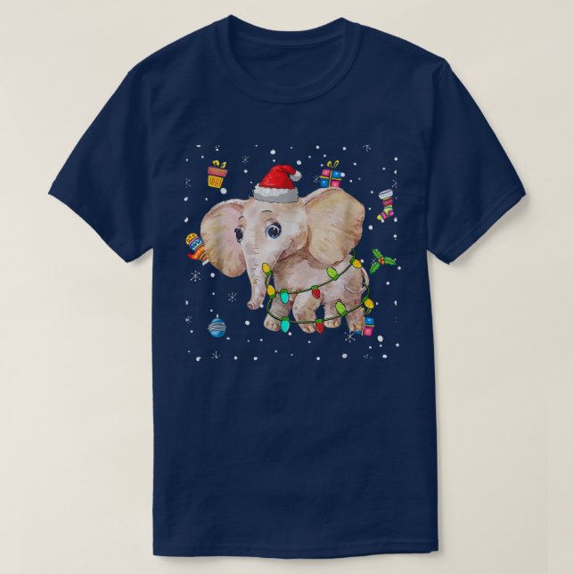 Elephant Christmas Lights Tree Decoration Xmas Sno T-Shirt (Design Front)