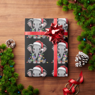Elephant Christmas Lights Xmas Holiday Wild Animal Wrapping Paper