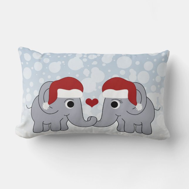 Elephant Christmas Lumbar Pillow (Front)