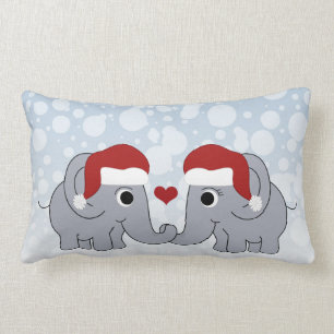 Elephant Christmas Lumbar Pillow