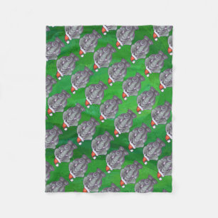 Elephant Christmas On Green Fleece Blanket