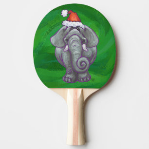 Elephant Christmas On Green Ping Pong Paddle
