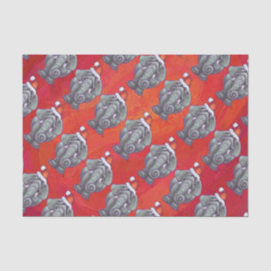 Elephant Christmas On Red Tissue Paper