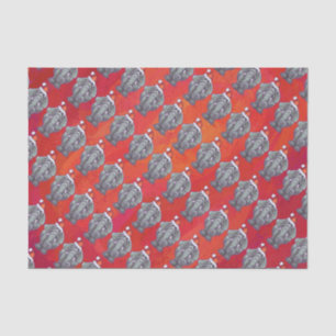 Elephant Christmas On Red Tissue Paper
