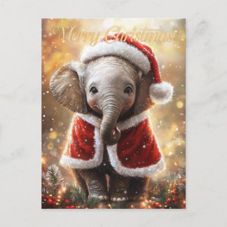 Elephant Christmas Postcard