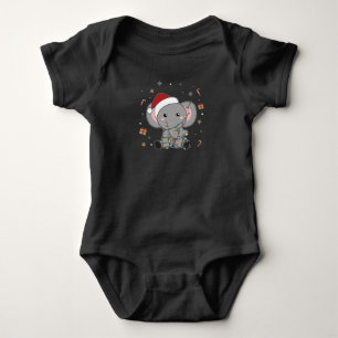 Elephant Christmas Snow Winter Animals Elephants Baby Bodysuit