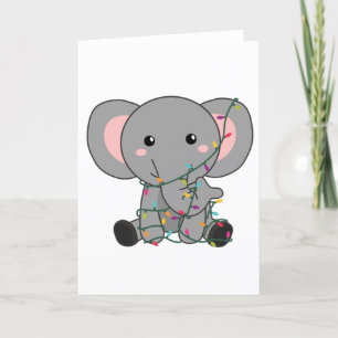 Elephant Christmas Snow Winter Animals Elephants Holiday Card