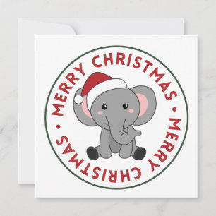 Elephant Christmas Snow Winter Animals Elephants I Invitation