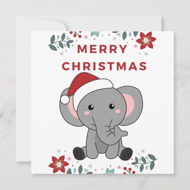 Elephant Christmas Snow Winter Animals Elephants Invitation (Front)
