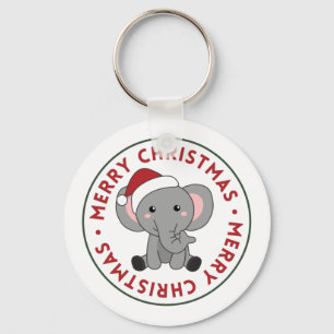 Elephant Christmas Snow Winter Animals Elephants K Keychain