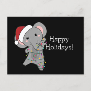 Elephant Christmas Snow Winter Animals Elephants P Postcard