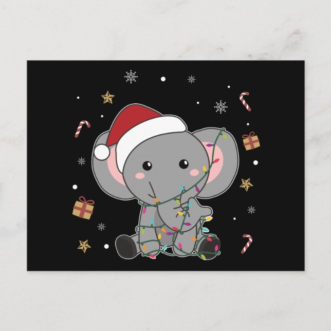 Elephant Christmas Snow Winter Animals Elephants P Postcard (Front)