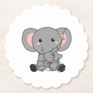 Elephant Christmas Snow Winter Animals Elephants Paper Coaster