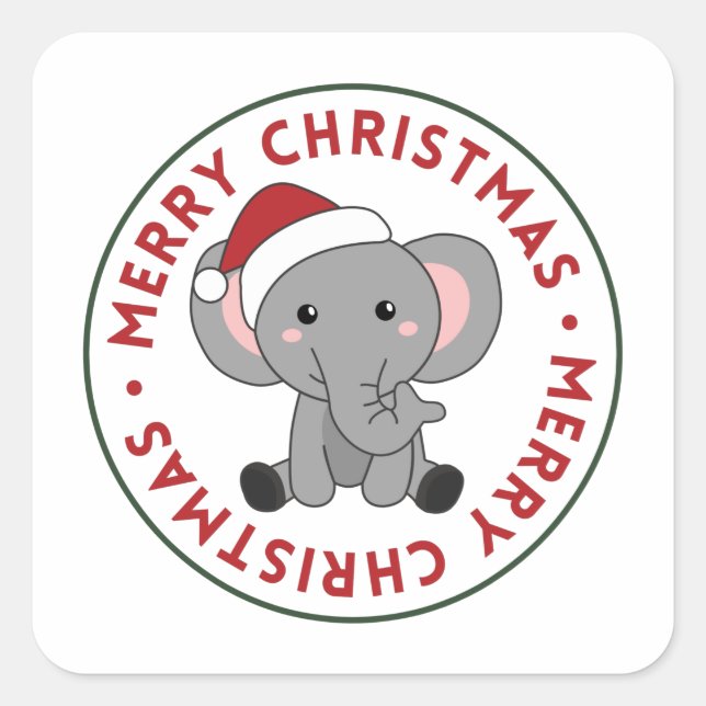 Elephant Christmas Snow Winter Animals Elephants S Square Sticker (Front)