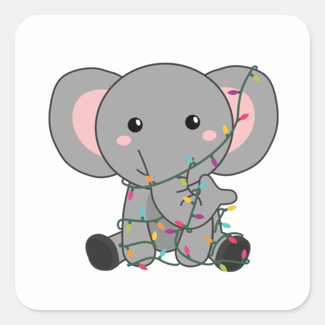 Elephant Christmas Snow Winter Animals Elephants Square Sticker (Front)