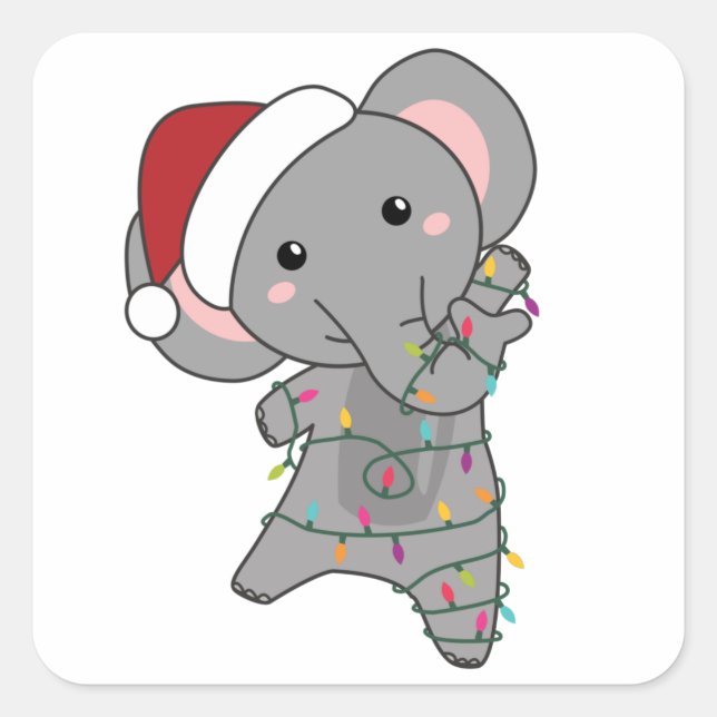 Elephant Christmas Snow Winter Animals Elephants Square Sticker (Front)