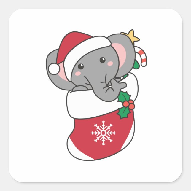 Elephant Christmas Snow Winter Animals Elephants Square Sticker (Front)